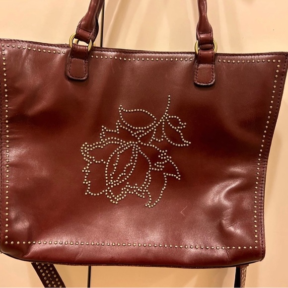Patricia Nash Leather Angela Studded Floral tote Purse bag Satchel - Picture 11 of 12